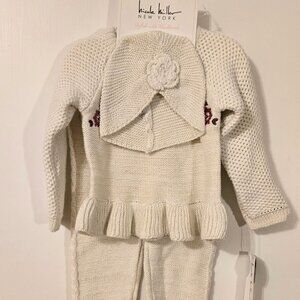 Nicole Miller 3 piece baby girl knit set 3/6m
